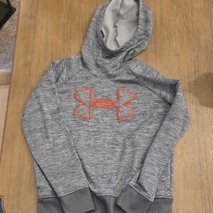 Under Armour Heather Gray Hoodie with Orange Logo Accent